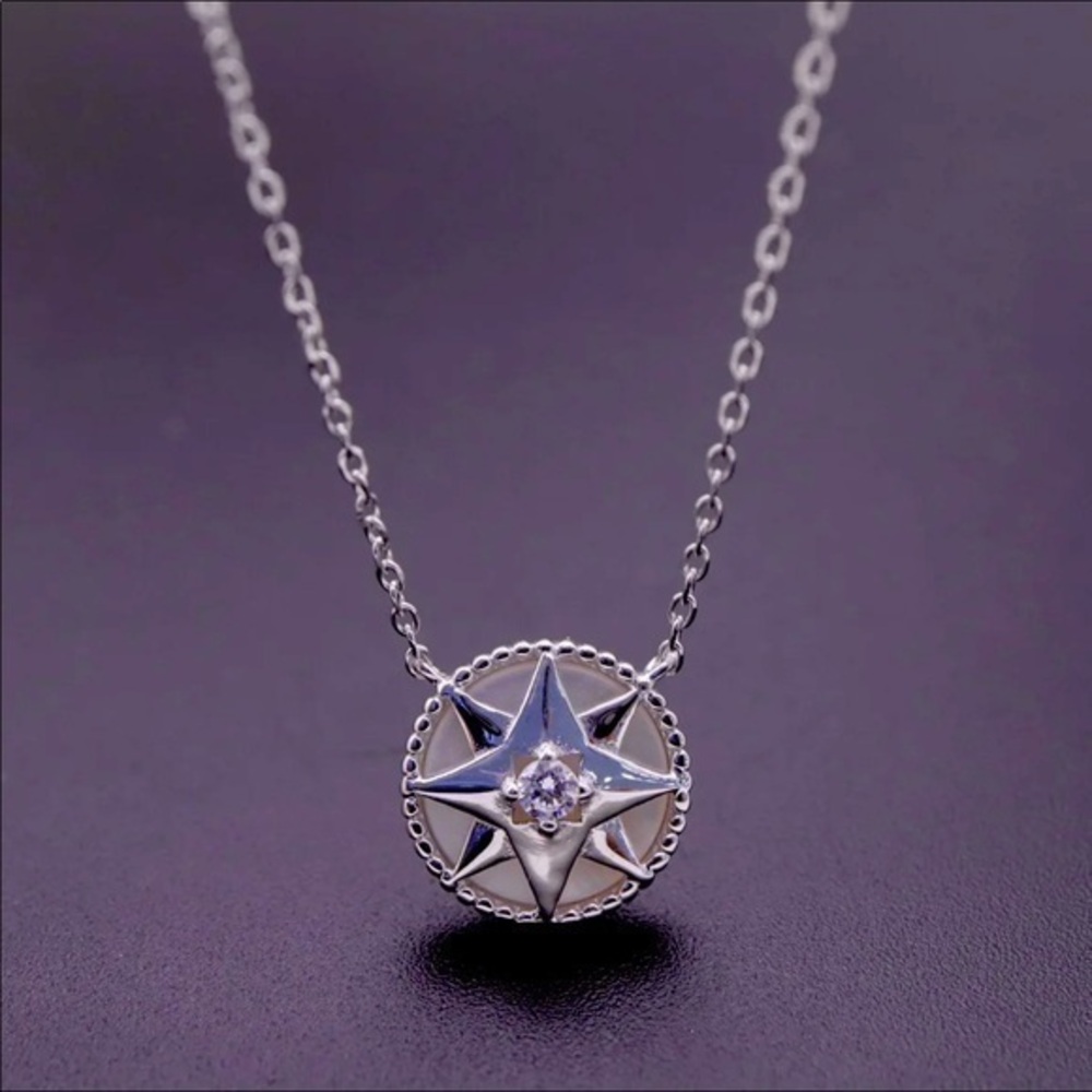 Sterling Silver Compass Necklace